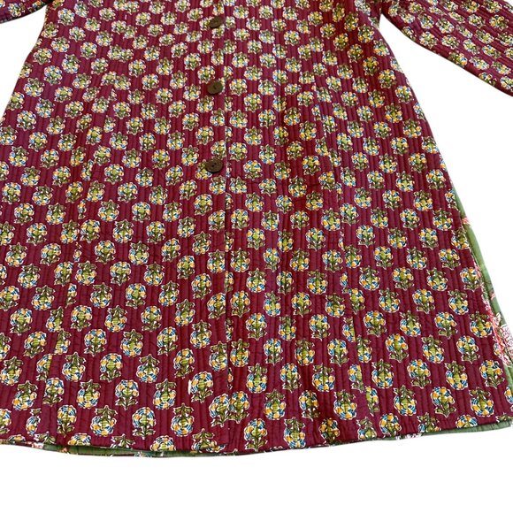 Winter Cotton Bohemian Reversible Quilted Jacket Long-Length Sweater Size Large - Picture 6 of 13